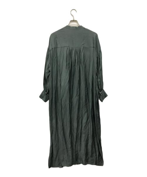 SACRA（サクラ）SACRA (サクラ) TRIACE VINTAGE TWILL OP ギャザースリーブワンピース グリーン サイズ:38の古着・服飾アイテム