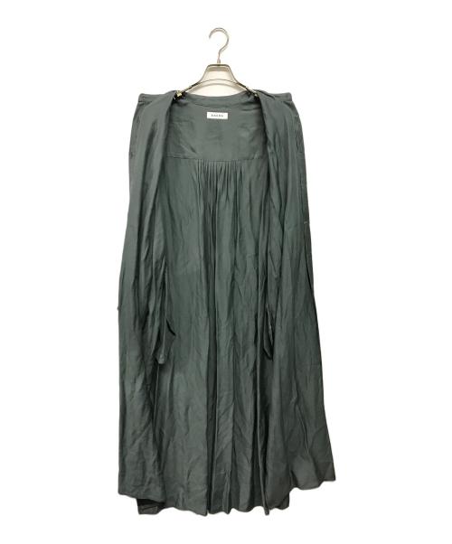 SACRA（サクラ）SACRA (サクラ) TRIACE VINTAGE TWILL OP ギャザースリーブワンピース グリーン サイズ:38の古着・服飾アイテム