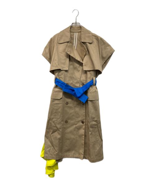 MSGM（エムエスジーエム）MSGM (エムエスジーエム) カラー切替トレンチコート ベージュ×イエロー サイズ:SIZE 38の古着・服飾アイテム