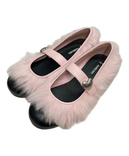 UGG（アグ）UGG (アグ) AMBUSH (アンブッシュ) Mary Jane ファーフラットシューズ ピンク サイズ:24.5cmの古着・服飾アイテム
