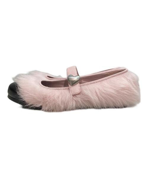 UGG（アグ）UGG (アグ) AMBUSH (アンブッシュ) Mary Jane ファーフラットシューズ ピンク サイズ:24.5cmの古着・服飾アイテム