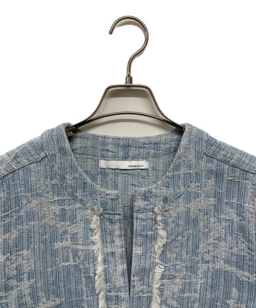 blanc bleu minuit（ブランブルーミニュイ）blanc bleu minuit (ブランブルーミニュイ) フリンジデニムノーカラージャケット スカイブルー サイズ:FREEの古着・服飾アイテム