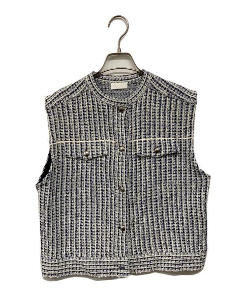 BALLSEY（ボールジィ）BALLSEY (ボールジィ) ミックスツイード ショートベスト ブラック×ブルー/66 ネイビー系 サイズ:36の古着・服飾アイテム