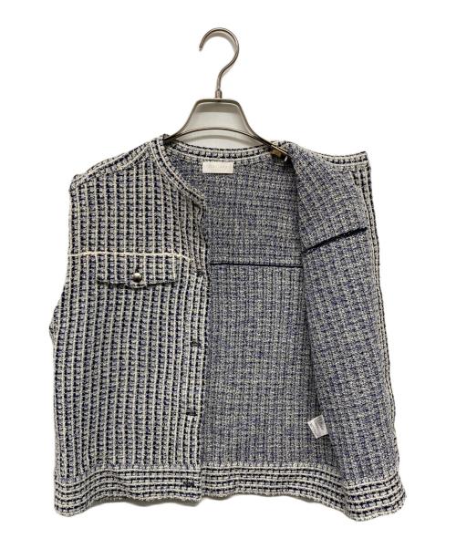 BALLSEY（ボールジィ）BALLSEY (ボールジィ) ミックスツイード ショートベスト ブラック×ブルー/66 ネイビー系 サイズ:36の古着・服飾アイテム