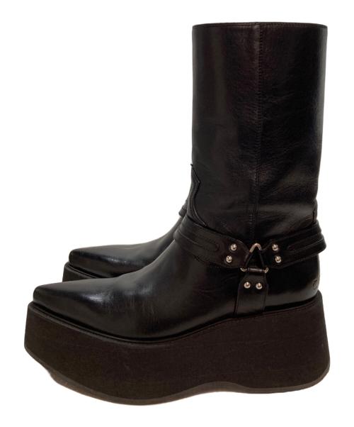 CELINE（セリーヌ）CELINE (セリーヌ) BIKER PLATFORM SANTIANG 80(バイカー・プラットフォーム・サンティアン・エイティ) ブラック サイズ:41の古着・服飾アイテム