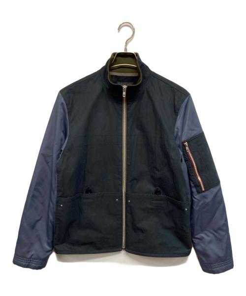 PS Paul Smith（ＰＳポールスミス）PS Paul Smith (ＰＳポールスミス) ミックスアップ スタンドカラー ブルゾン ネイビー サイズ:Mの古着・服飾アイテム
