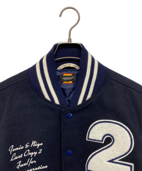 HUMAN MADE（ヒューマンメイド）HUMAN MADE (ヒューマンメイド) UNDERCOVER (アンダーカバー) LAST ORGY 2 VARSITY JACKET(ラストオージー ツー バーシティ ジャケット) スタジャン ネイビー×ホワイト サイズ:XLの古着・服飾アイテム