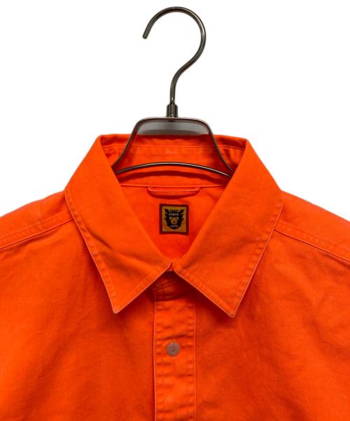 HUMAN MADE（ヒューマンメイド）HUMAN MADE (ヒューマンメイド) ロゴワンポイントツイルワークシャツ オレンジ サイズ:Lの古着・服飾アイテム