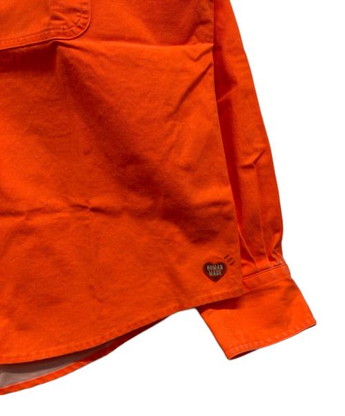 HUMAN MADE（ヒューマンメイド）HUMAN MADE (ヒューマンメイド) ロゴワンポイントツイルワークシャツ オレンジ サイズ:Lの古着・服飾アイテム