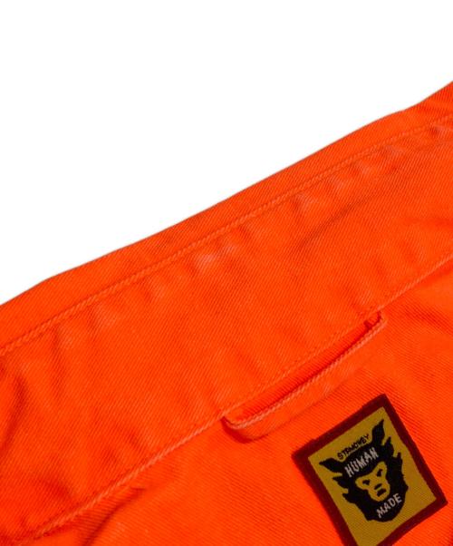 HUMAN MADE（ヒューマンメイド）HUMAN MADE (ヒューマンメイド) ロゴワンポイントツイルワークシャツ オレンジ サイズ:Lの古着・服飾アイテム