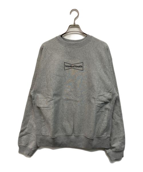 WASTED YOUTH（ウェイステッドユース）WASTED YOUTH (ウェイステッドユース) CREWNECK SWEATSHIRT グレー×イエロー サイズ:XXLの古着・服飾アイテム