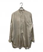 COMOLIコモリ）の古着「シルク バンドカラーシャツ」｜ベージュ