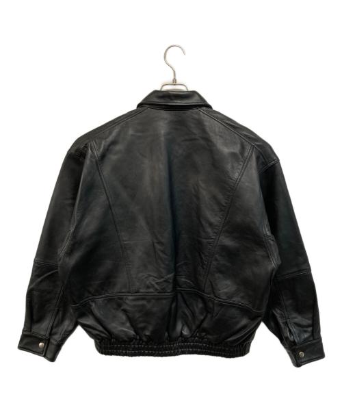 BEAMS（ビームス）BEAMS (ビームス) ワイドフィット 4ポケット レザー ブルゾン ブラック サイズ:Sの古着・服飾アイテム