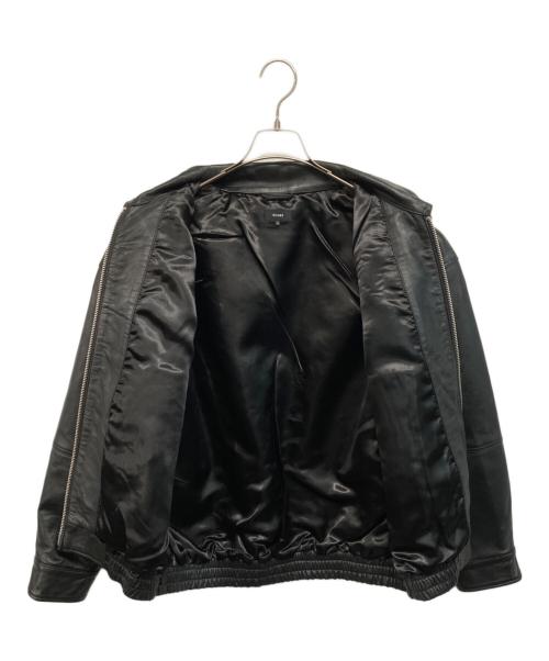 BEAMS（ビームス）BEAMS (ビームス) ワイドフィット 4ポケット レザー ブルゾン ブラック サイズ:Sの古着・服飾アイテム