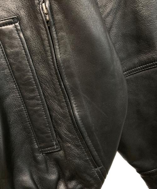 BEAMS（ビームス）BEAMS (ビームス) ワイドフィット 4ポケット レザー ブルゾン ブラック サイズ:Sの古着・服飾アイテム