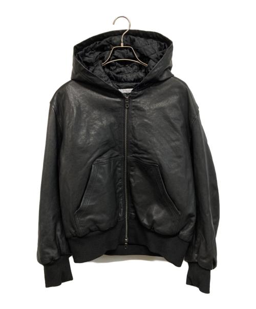 JOURNAL STANDARD TRISECT（ジャーナルスタンダード トライセクト）JOURNAL STANDARD TRISECT (ジャーナルスタンダード トライセクト) シープ レザー フルベジ ジップ フーディ ブラック サイズ:Mの古着・服飾アイテム