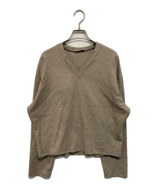 ATON（エイトン）ATON (エイトン) メリノ カレッジ ジャージ Vネック プルオーバー ベージュ サイズ:SIZE 2の古着・服飾アイテム