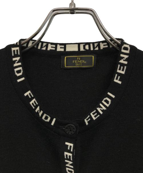 FENDI（フェンディ）FENDI (フェンディ) ロゴニットカーディガン ブラック サイズ:不明の古着・服飾アイテム