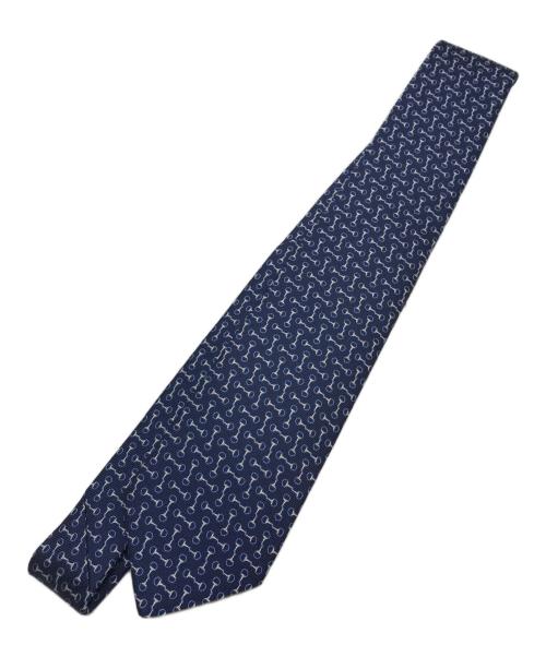 HERMES（エルメス）HERMES (エルメス) ホースビット総柄ネクタイ ネイビー サイズ:不明 未使用品の古着・服飾アイテム