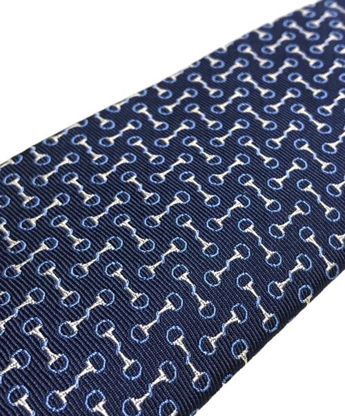 HERMES（エルメス）HERMES (エルメス) ホースビット総柄ネクタイ ネイビー サイズ:不明 未使用品の古着・服飾アイテム