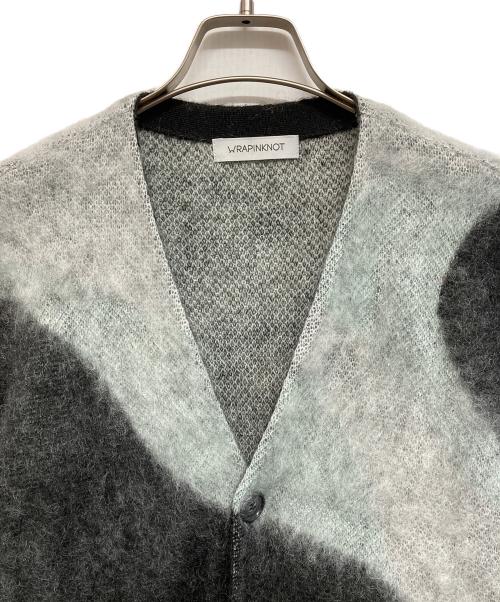 WRAPINKNOT（ラッピンノット）WRAPINKNOT (ラッピンノット) STUDIOUS (ステュディオス) 別注 Mohair Jacquard Cardigan モヘアジャガードカーディガン グレー サイズ:3の古着・服飾アイテム
