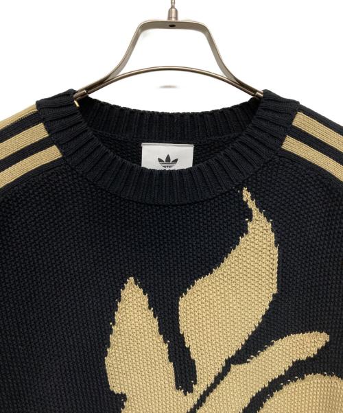 adidas（アディダス）adidas (アディダス) song for the mute (ソングフォーザミュート) SFTM KNIT CREW ブラック×ベージュ サイズ:XLの古着・服飾アイテム