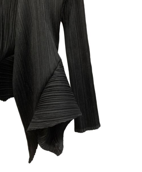 PLEATS PLEASE（プリーツプリーズ）PLEATS PLEASE (プリーツプリーズ) 変形プリーツカーディガン ブラック サイズ:3の古着・服飾アイテム
