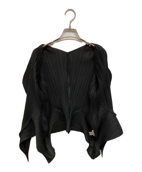 PLEATS PLEASE（プリーツプリーズ）PLEATS PLEASE (プリーツプリーズ) 変形プリーツカーディガン ブラック サイズ:3の古着・服飾アイテム