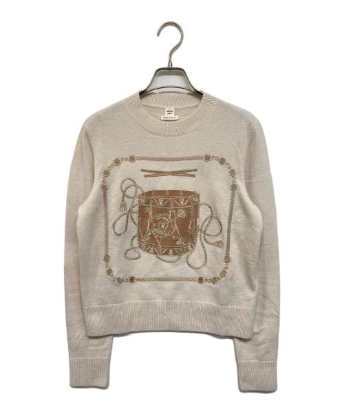 HERMES（エルメス）HERMES (エルメス) レ・タンブールモチーフブランポロニット アイボリー サイズ:36の古着・服飾アイテム
