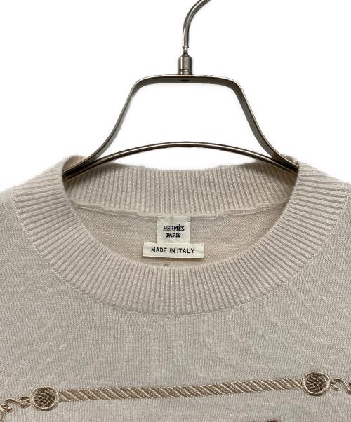 HERMES（エルメス）HERMES (エルメス) レ・タンブールモチーフブランポロニット アイボリー サイズ:36の古着・服飾アイテム