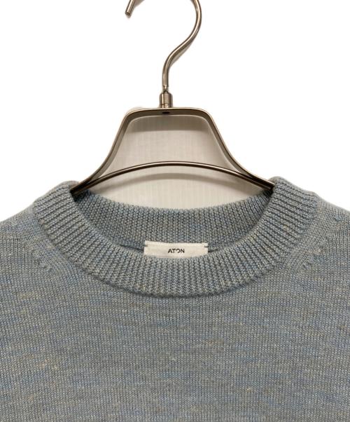 ATON（エイトン）ATON (エイトン) BABY ALPACA LINEN | CREWNECK SWEATER(ベビー アルパカ リネン | クルーネック セーター) ブルー サイズ:2の古着・服飾アイテム