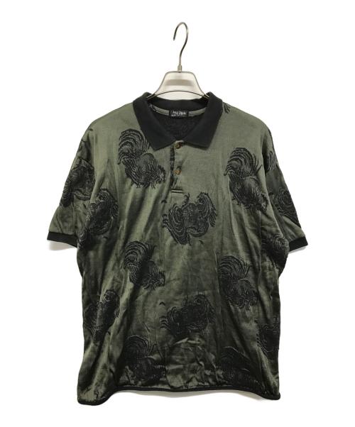 Jean Paul Gaultier homme（ジャンポールゴルチェオム）Jean Paul Gaultier homme (ジャンポールゴルチェオム) サテンポロシャツ オリーブ×ブラック サイズ:Ｍの古着・服飾アイテム