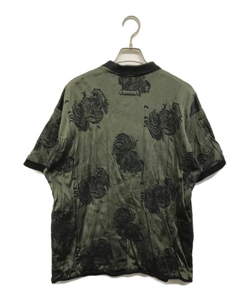 Jean Paul Gaultier homme（ジャンポールゴルチェオム）Jean Paul Gaultier homme (ジャンポールゴルチェオム) サテンポロシャツ オリーブ×ブラック サイズ:Ｍの古着・服飾アイテム