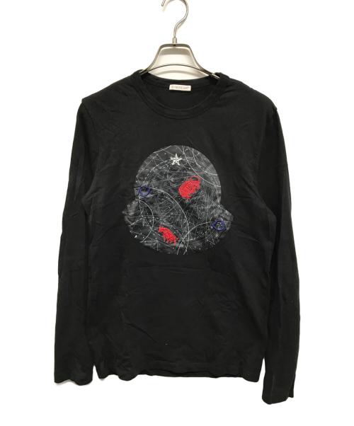 MONCLER（モンクレール）MONCLER (モンクレール) 星座刺繍ロゴカットソー 長袖 ロゴ ロンT ブラック サイズ:Sの古着・服飾アイテム