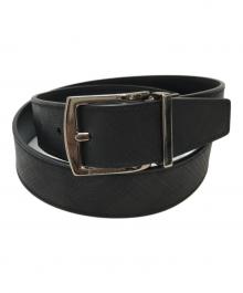 BURBERRY（バーバリー）の古着「シャドーチェックレザーベルト」｜ブラック