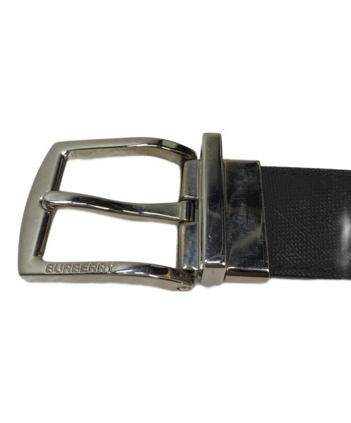 BURBERRY（バーバリー）BURBERRY (バーバリー) シャドーチェックレザーベルト ブラックの古着・服飾アイテム