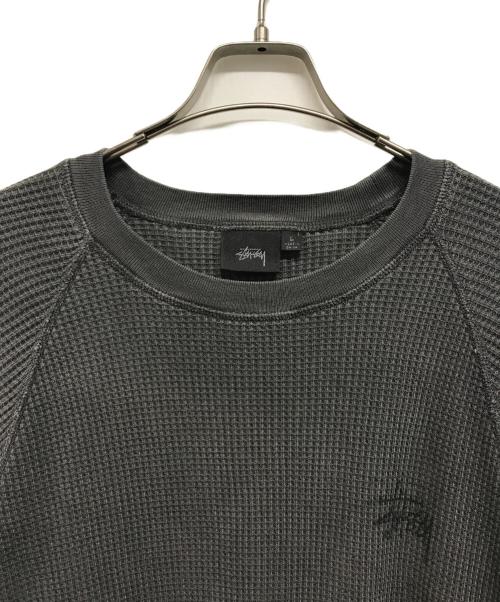 stussy（ステューシー）stussy (ステューシー) Raglan Thermal L/S Crew Washed グレー サイズ:Lの古着・服飾アイテム