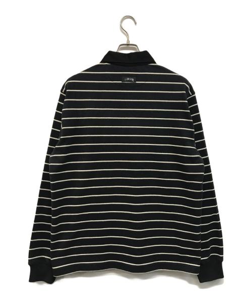 stussy（ステューシー）stussy (ステューシー) ラグビーシャツ ブラック×ホワイト サイズ:Ｍの古着・服飾アイテム