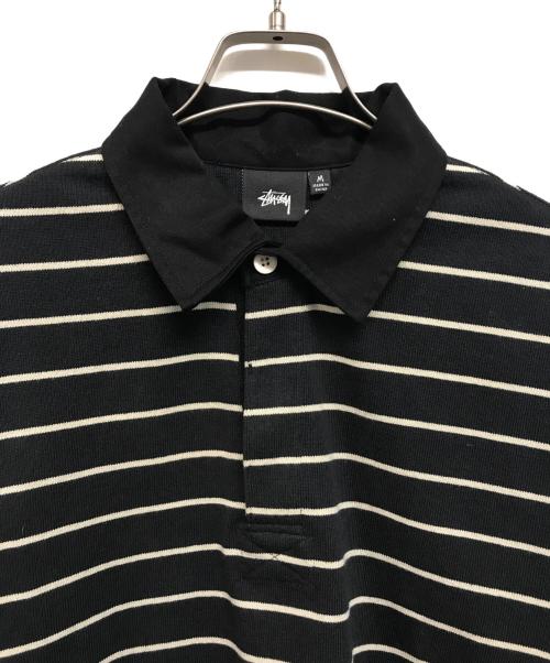 stussy（ステューシー）stussy (ステューシー) ラグビーシャツ ブラック×ホワイト サイズ:Ｍの古着・服飾アイテム