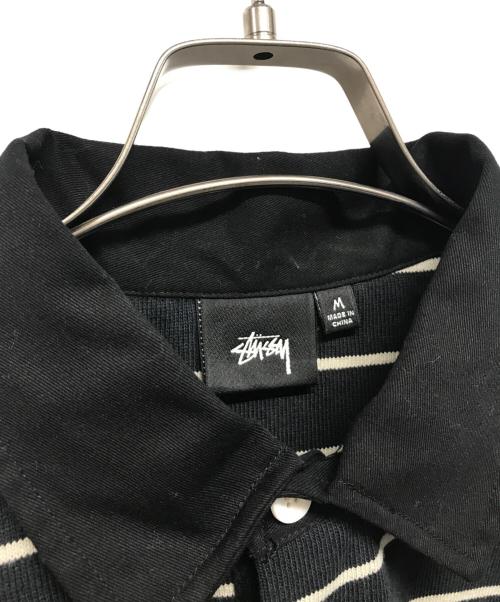 stussy（ステューシー）stussy (ステューシー) ラグビーシャツ ブラック×ホワイト サイズ:Ｍの古着・服飾アイテム