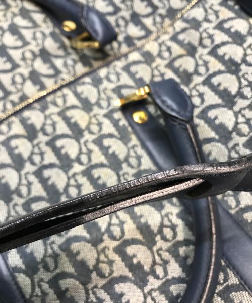 Christian Dior（クリスチャン ディオール）Christian Dior (クリスチャン ディオール) トロッター柄ボストンバッグ ネイビー×グレーの古着・服飾アイテム