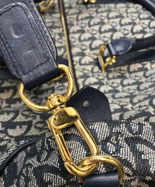 Christian Dior（クリスチャン ディオール）Christian Dior (クリスチャン ディオール) トロッター柄ボストンバッグ ネイビー×グレーの古着・服飾アイテム