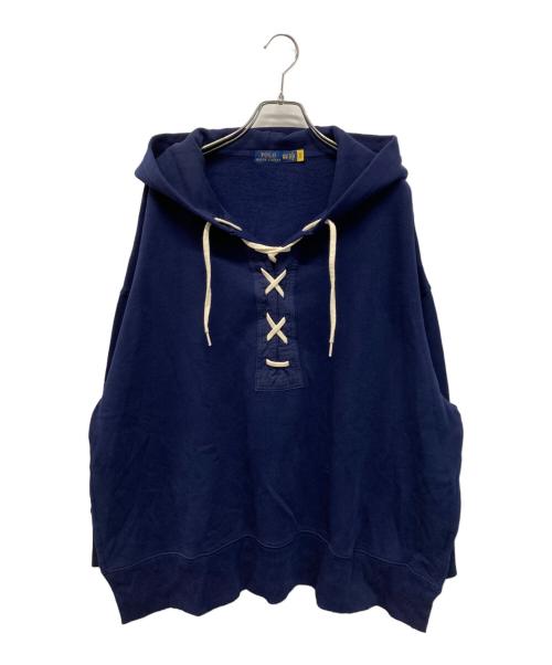 POLO RALPH LAUREN（ポロ・ラルフローレン）POLO RALPH LAUREN (ポロ・ラルフローレン) オーバーサイズレースアップフーディ ネイビー サイズ:XSの古着・服飾アイテム