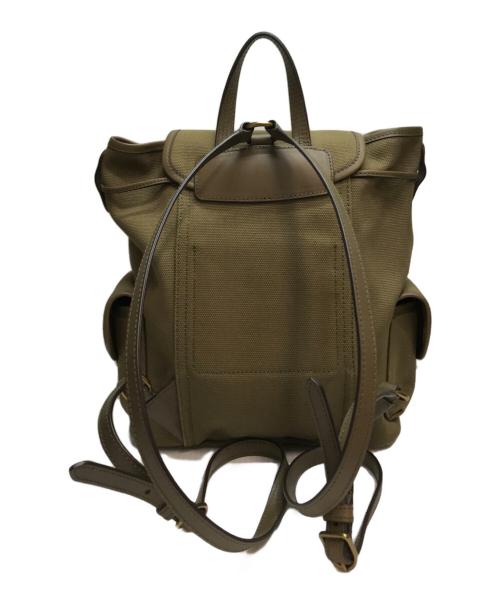 POLO RALPH LAUREN（ポロ・ラルフローレン）POLO RALPH LAUREN (ポロ・ラルフローレン) レザートリムキャンバスバックパック カーキの古着・服飾アイテム