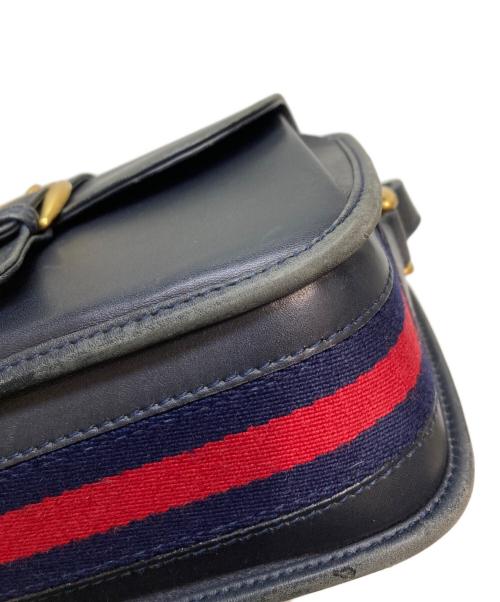 GUCCI（グッチ）GUCCI (グッチ) シェリーラインショルダーバッグ ネイビーの古着・服飾アイテム