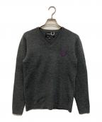 RAF SIMONS×FRED PERRYラフシモンズ×フレッドペリー）の古着「フロントワッペンウールニット」｜グレー