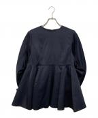 shiroconシロコン）の古着「ホワイト ダブルクロスサテンブラウス」｜ネイビー