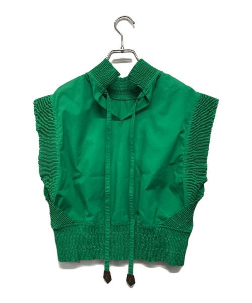 LOUIS VUITTON（ルイ ヴィトン）LOUIS VUITTON (ルイ ヴィトン) ラッフルトリムブラウス グリーン サイズ:SIZE 38の古着・服飾アイテム