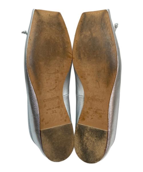 CHEMBUR（チェンバー）CHEMBUR (チェンバー) SQ FLAT STUDS BALLET SHOES シルバー サイズ:SIZE 37/23.5cmの古着・服飾アイテム