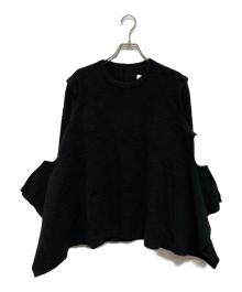 TAO COMME des GARCONS（タオ コムデギャルソン）の古着「ジャガード 裁断 バックオープン トップス」｜ブラック